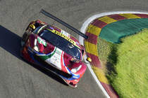 Frontal Aufnahme des LM GTE Nr.71, AF Corse, Ferrari 488 GTE Evo, Fahrer: Davide Rigon & Sam Bird. Langstrecken-WM (FIA WEC) – Sechs Stunden von Spa-Francorchamps 5.Mai 2018