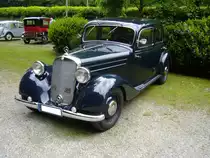 Mercedes Benz W136 VIII 170D. 1953 - 1955. In den letzten drei Produktionsjahren der W136 Baureihe, ergänzten die Untertürkheimer diese Modellreihe noch um ein Dieselmodell. Angetrieben wurde dieses Modell vom OM 636 Vorkammerdieselmotor, der aus einem Hubraum von 1767 cm³ eine Leistung von 40 PS erbrachte. Oldtimertreffen  Schwarzwaldhaus  Mettmann am 13.05.2018.