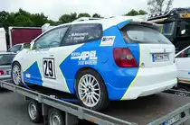 =Honda Civic, Teilnehmerfahrzeug der Rallye Fränkisches Weinland 2018, gesehen auf dem Rasthof Fulda Nord im Mai 2018