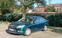 Ford Focus Mk2 Sedan in einer seltenen grüne Farbe. Aufnahmezeit: 27.04.2018