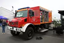 Feuerwehr Siegburg Mercedes Benz Unimog 5000 am 18.05.18 auf der RettMobil in Fulda 