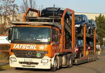 Mercedes Actros 18 44 Kfz-Transporter in Zlpich, Spedition  Tatschl  aus sterreich - 28.12.2008
