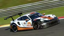 Mitzieher  Nr. 86 Gulf Racing  –Porsche 911 RSR bei den Sechs Stunden von Spa-Francorchamps am 5.Mai 2018, Fahrer: Michael Wainwright, Benjamin Barker & Alexander Davison