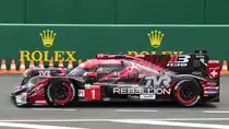Nr.1 Rebellion Racing, Auto: LMP1 Rebellion R13, Fahrer: Neel Jani, André Lotterer & Bruno Senna. Am 16.Juni 2018 auf der Ausfahrt der Boxengasse, zur Startaufstellung der 86. 24-Stunden-Rennen von Le Mans 