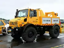 Eine Mercedes-Benz Unimog der dänischen Autohilfe Anfang Juni 2018 in Aalborg.