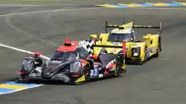 Nr.28 TDS Racing, Oreca 07 LMP2, Fahrer: François Perrodo, Matthieu Vaxivière & Loïc Duval, gefolgt von Nr.29 Racing Team Nederland, Dallara P217, Fahrer: Frits van Eerd , Giedo van der Garde & Jan Lammers. Zeittraining am 13.Juni 2018. 86. 24-Stunden-Rennen von Le Mans