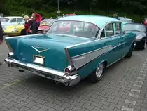 Heckansicht eines Chevrolet Series 2400C Bel Air fourdoor Sedan des Modelljahres 1957. Oldtimertreffen Nordsternpark Gelsenkirchen am 24.06.2018.