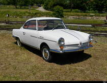 Weisser NSU Prinz Oldtimer an einer kleine Oldtimer Ausstellung auf dem Areal von La Traction in Pre Petitjean am 23.06.2018