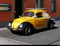 VW Käfer als Werbeträger für ein Hotel in Laax am 27.07.2018