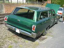 Heckansicht eines Plymouth Sport Satellite Wagon aus dem Jahr 1969. Oldtimertreffen Zeche Hannover in Herne am 22.07.2018.