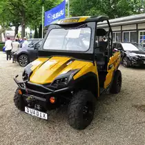 Der Quadix Trooper 4x4 Diesel mag wie ein Quad aussehen, gilt aber mit T1-Zulassung als Traktor. Der Motor mit 761 ccm leistet 15,3 kW und treibt über eine CVT-Automatik mit Untersetzung alle vier Räder an. Autoschau in Krefeld an der Rennbahn, 24.6.18