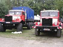 Die beiden Kraz256 eines Burkhardtsdorfer Fuhrunternehmes standen gem�tlich nebeneinander. Die Zugmaschine wurde erst kurtz vor dem Treffen fertiggestellt.Markleeberg 2007