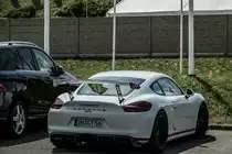 Porsche Cayman (Rückansicht) GT4 am 02.06.2018.