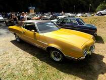 Profilansicht eines Ford Gran Torino des Modelljahres 1972. Oldtimertreffen  Schwarzwaldhaus  in Mettmann am 12.08.2018.