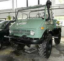 =Unimog 406 Cabrio, Bj. 1970, präsentiert im Deutschen Automobilmuseum Fichtelberg im Juli 2018.