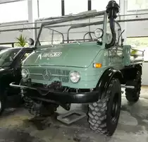 =Unimog 406 Cabrio, Bj. 1970, präsentiert im Deutschen Automobilmuseum Fichtelberg im Juli 2018.