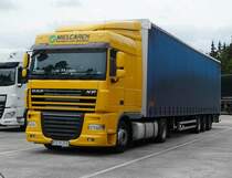 =DAF XF-Sattelzug rastet im Juni 2018 an der A 7