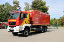 Feuerwehr Kempten MAN TGS WLF mit AB Führung und Kommunikation (Florian Kempten 1/36/1) am 29.08.18 im Kempten Hauptfeuerwache bei einem Fototermin 