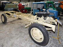 Dieses Fahrgestell eines Phänomen Granit 1500 S von 1944 war für ein Sankra der Wehrmacht vorgesehen. (Sächsisches Nutzfahrzeugmuseum Hartmannsdorf, August 2018)