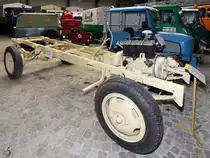 Dieses Fahrgestell eines Phänomen Granit 1500 S von 1944 war für ein Sankra der Wehrmacht vorgesehen. (Sächsisches Nutzfahrzeugmuseum Hartmannsdorf, August 2018)