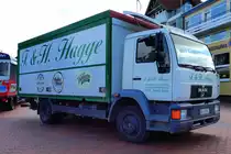 =MAN des Getränkehändlers HAGGE steht im September 2018 in Heiligenhafen zur Entladung