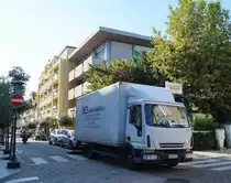 Iveco Eurocargo aus San Marino beim Ladevorgang in Riccione (I), 04.09.2018.