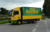 =MAN TGL von BÜRGERBRÄU verlässt eine Entladestelle in Piding, 09-2018