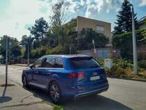 Audi SQ7, zweite Generation, Rückansicht. Aufnahmezeit: 22.08.2018. Standort: Pécs, HU.