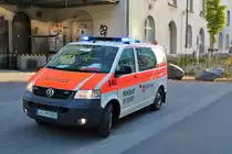 Malteser VW T5 Notarztfahrzeug am 29.09.18 bei der Katastrophenschutzübung Frankopia in Frankfurt am Main Osthafen