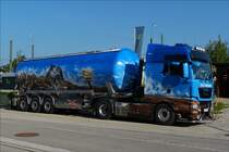 Dieser MAN Silosattelzug von Silo-Melmer ist mir am 16.09.2018 aufgefallen.