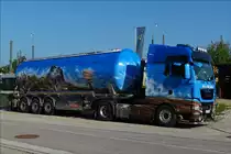 Dieser MAN Silosattelzug von Silo-Melmer ist mir am 16.09.2018 aufgefallen.