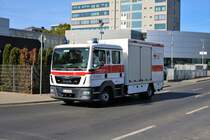 DRK Bezirksverband Frankfurt MAN TGM GW am 29.09.18 bei der Katastrophenschutzübung Frankopia in Frankfurt am Main Osthafen