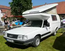 =Bischofberger Family auf Basis des Audi 100 Typ 44, Bj. 1984, ausgestellt bei Blech & Barock im Juli 2018 auf dem Gelände von Schloß Fasanerie bei Eichenzell