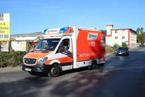 Malteser Frankfurt am Main Mercedes Benz Sprinter RTW am 29.09.18 bei der Katastrophenschutzübung Frankopia in Frankfurt am Main Osthafen