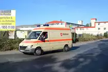 Katastrophenschutz Hessen Malteser Mercedes Benz Sprinter KTW am 29.09.18 bei der Katastrophenschutzübung Frankopia in Frankfurt am Main Osthafen