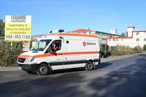 Katastrophenschutz Hessen Malteser Mercedes Benz Sprinter KTW am 29.09.18 bei der Katastrophenschutzübung Frankopia in Frankfurt am Main Osthafen