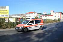 Malteser Heppenheim VW Caddy Notartztfahrzeug am 29.09.18 bei der Katastrophenschutzübung Frankopia in Frankfurt am Main Osthafen