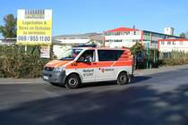 Malteser VW T5 Notarztfahrzeug am 29.09.18 bei der Katastrophenschutzübung Frankopia in Frankfurt am Main Osthafen