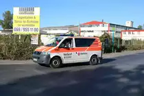 Malteser VW T5 Notarztfahrzeug am 29.09.18 bei der Katastrophenschutzübung Frankopia in Frankfurt am Main Osthafen