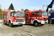 Feuerwehr Usingen Merzhausen Mercedes Benz Atego LF10/6 Kats (Florian-Usingen 5-43) und Feuerwehr Usingen Eschbach MAN TGM RW (Florian Eschbach 51) am 03.10.18 beim Tag der offenen Tür des THW in Bad Homburg