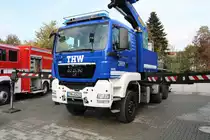 THW Bad Kreuznach MAN TGS LKW mit Kran am 03.10.18 beim Tag der offenen Tür in Bad Homburg