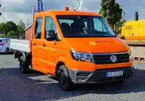 =VW Crafter der Firma BOCK als Doppelkabiner mit Ladefläche steht beim Fuldaer Autotag 2018 im August