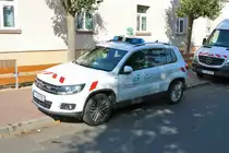 VGF Fahrstromtechnik VW Tiguan am 06.10.18 bei der Fahrzeugparade der VGF in Heddernheim zum Jubiläum 50 Jahre U-Bahn Frankfurt am Main