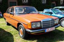 =MB W 123, Bj. 1982, steht bei Blech & Barock im Juli 2018 auf dem Gelände von Schloß Fasanerie bei Eichenzell