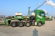 Spedition Kübler MAN TGX V8 Schwerlastzugmaschine Wagen 36 am 20.10.18 beim Tag der offenen Tür in neuem Schwerlastzentrum im Mannheimer Hafen 