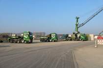 Drei Spedition Kübler MAN TGX V8 Schwerlastzugmaschinen am 20.10.18 beim Tag der offenen Tür in neuem Schwerlastzentrum im Mannheimer Hafen 