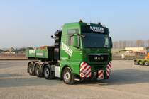 Spedition Kübler MAN TGX V8 Schwerlastzugmaschine Wagen 35 am 20.10.18 beim Tag der offenen Tür in neuem Schwerlastzentrum im Mannheimer Hafen 