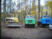 CAT M313C und unsere beiden W50 LA/Z auf der Waldbaustelle in Reichenbach