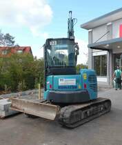 =Komatsu PC 55 SR, des Bauunternehmens FLEISCHMANN steht im Oktober 2018 in Fulda-Lehnerz