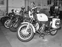 Ein BMW R80 Polizeimotorrad Anfang Juni 2018 im Verteidigungs- und Garnisonsmuseum Aalborg.